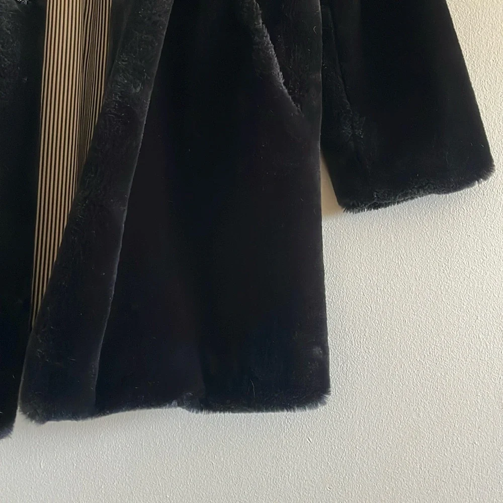 Nanushka Faux Fur Coat Longline Quiet Luxury Medium‎ Oversized Lined Black